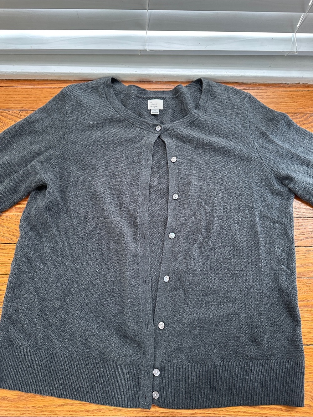 a new day Gray Button Front Crewneck Cardigan - Picture 1 of 3
